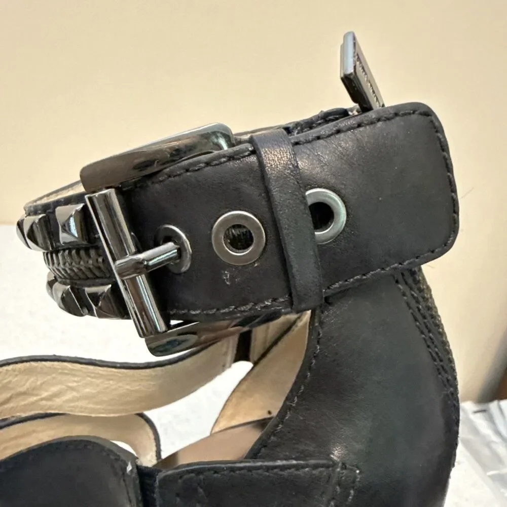 MICHAEL Michael Kors Rock N Roll Black Studded Stiletto Heels Size 8 M JL307